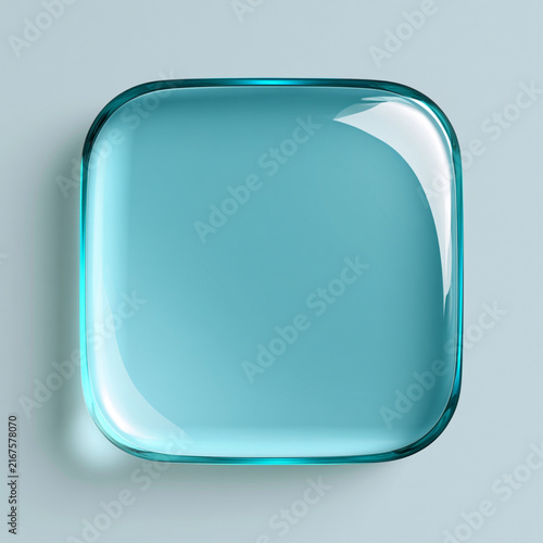Glossy blue glass square buttons
