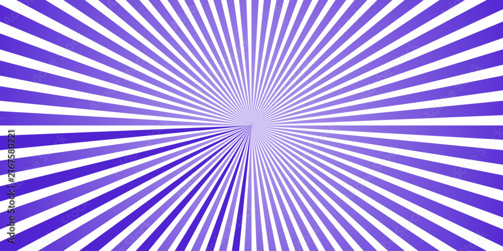 Obraz premium Abstract violet blue sunburst rays background. Radial sun ray stripes from center. Modern vector design for banner, poster, wallpaper and backdrop.