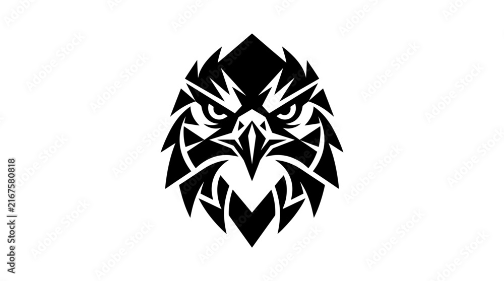 Fototapeta premium Black eagle head tribal mascot illustration.