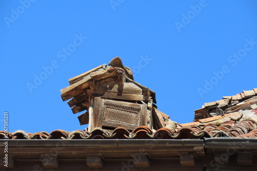 Deteriorated Roof of Old Building in Abandoned and Ruined Condition