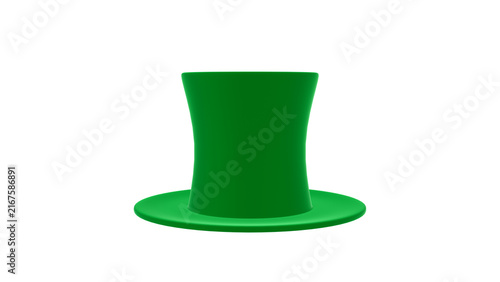 Bright green top hat with curved crown and wide brim isolated against a clean transparent background, png