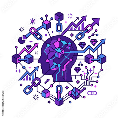 Artificial intelligence head profile with blockchain network connection