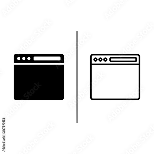 Fotografie Browser outline and black fill icon set with internet interface application soft