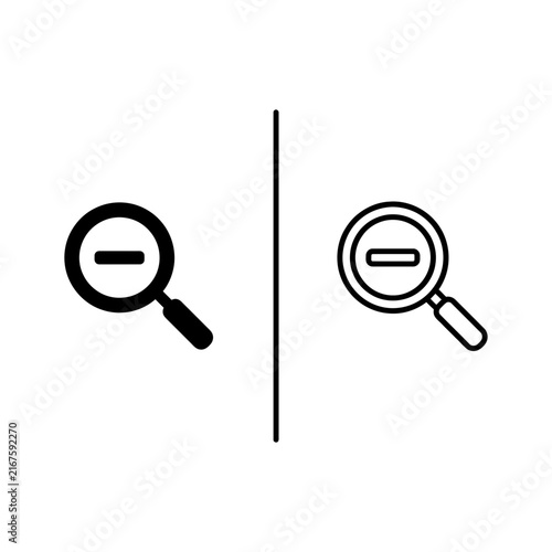 Fotografía Zoom out search minus magnifying glass outline and black fill icon set with magn