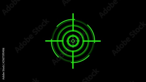 Military training , Military target icon animation on black background .Crosshair, gun aim, sniper target, bullseye, hunting, target audience. 4k video