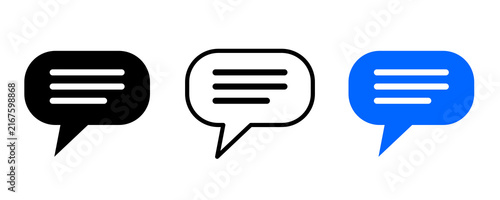 Konstfotografi Chat Message Bubble Icon Set Filled, Outline and Blue Speech Bubble Symbols Coll