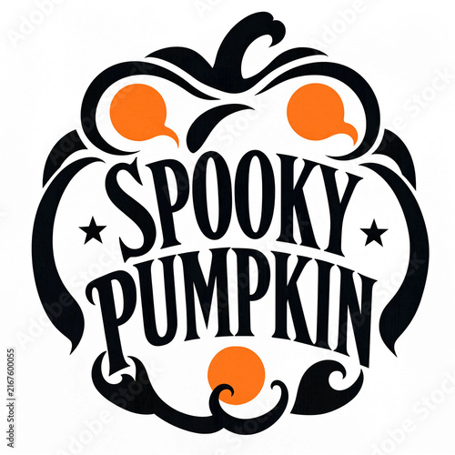 Decorative ornate halloween pumpkin design with spooky pumpkin typography and star accents halloween lettering black pumpkin orange shapes halloween graphic halloween decorative seasonal