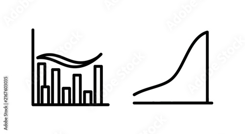 Financial bar chart with wave trend line and exponential growth curve graphics exponential statistics business analysis increase progress