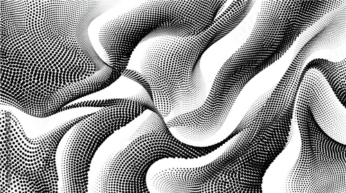 Fotografía Black and white abstract background dynamic curved lines with dots