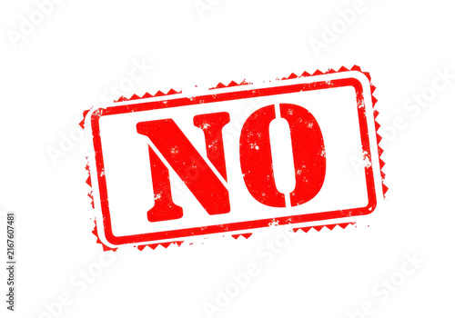 No stamp in red, textured for rejection or denial, isolated on transparent background.