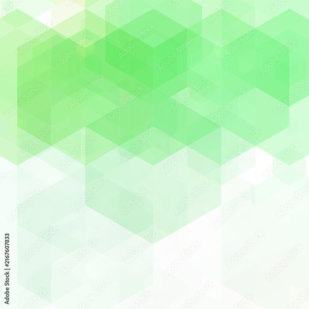 Obraz premium Abstract green seamless geometric pattern of transparent hexagons on a white background. EPS 10