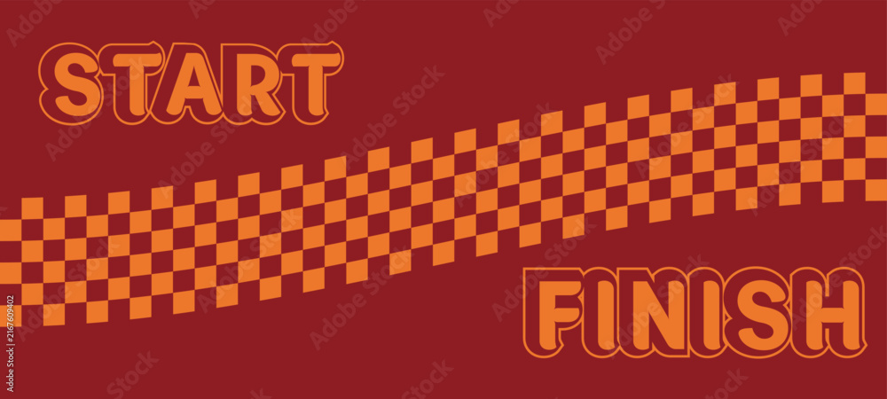 Naklejka premium Retro Start and Finish Line Racing Banners Vector Art with Checkered Pattern on Red Maroon