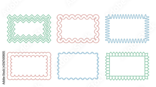 Set of colorful wavy line borders and frames for labels invitations and decorative design