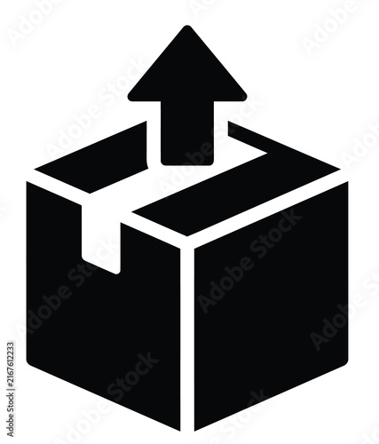 Cardboard shipping box with upward pointing arrow delivery icon silhouette cardboard package delivery service logistics icon cargo box