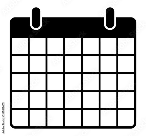 Monthly calendar grid icon with rings and date boxes showing schedule and time planning layout calendar schedule planning appointment