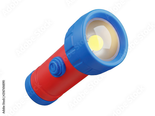 A small blue and red plastic flashlight toy isolated on a white background isolated on transparent background