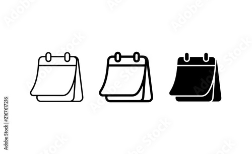 Calendar Icons Set, Simple Page Flip Design, Minimalist Date Planner Graphics, Vector Templates