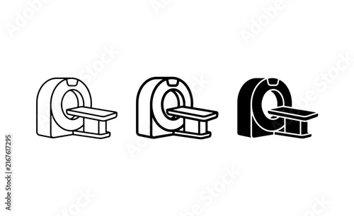 Medical Scanner Icons, CT MRI Machine Line Art, Diagnostic Imaging Equipment Vector Set