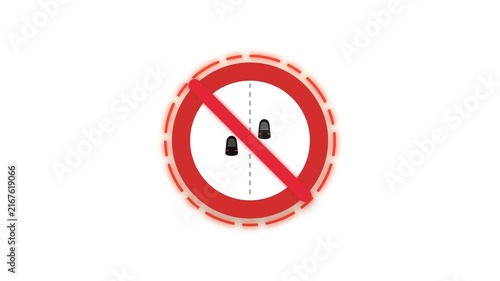 No Overtaking Neon Prohibition Pulse Warning Sign 4K Animation | Seamless Loop