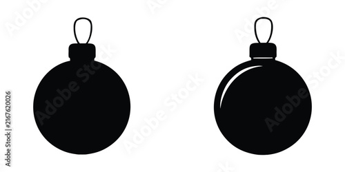 Christmas ornament ball silhouette vector, Christmas bauble vector icon