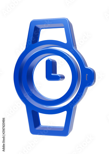 фотографія Blue Watch Icon: A minimalist blue watch icon with a clean design and a simple clock face, representing time and punctuality in a modern aesthetic