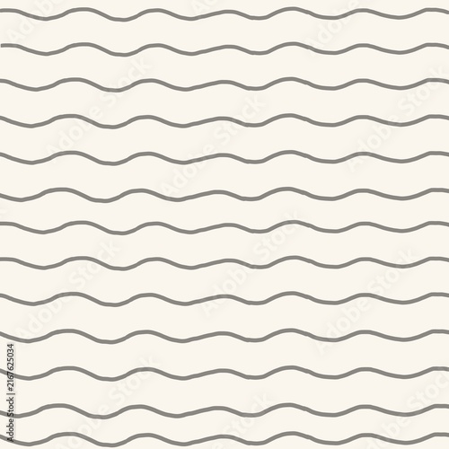 Minimal hand drawn wavy line background with irregular horizontal stripes on a warm cream surface. Organic imperfect lines create a soft decorative pattern for stationery, packaging, wallpaper, textil