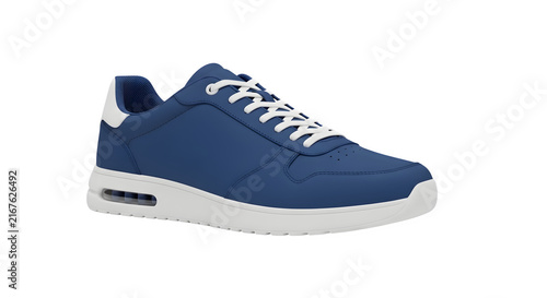 Blue and white casual fashion sneaker isolated on a transparent background perfect for modern footwear retail and e-commerce product design