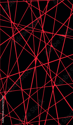 Red laser lines intersecting network abstract vector background on black