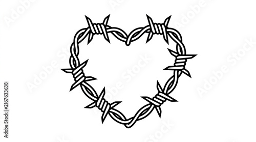 Bild auf Leinwand Heart shaped barbed wire symbol of dangerous love and protection.
