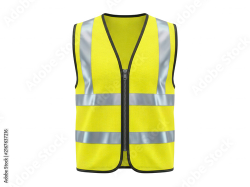 Yellow visibility safety vest front view isolated on a transparent background high-visibility