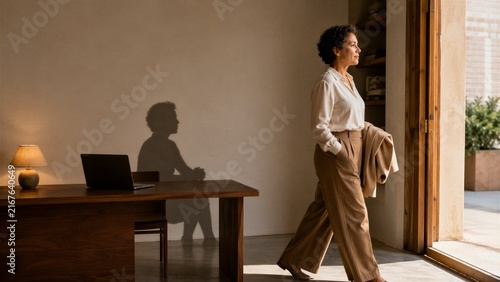 Business Owner Leaves While Her Working Shadow Stays Behind for Web Design