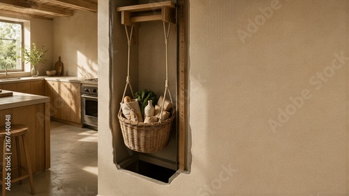 Daily Essentials Rise Through a Kitchen Dumbwaiter Cutaway for Interior Design