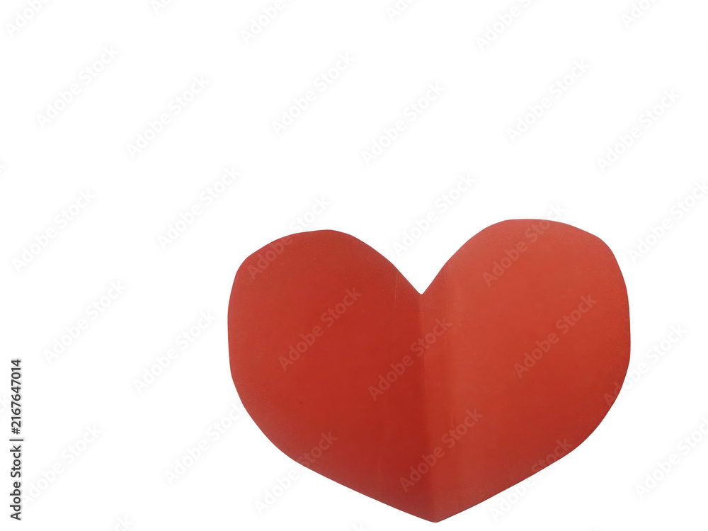 Fototapeta premium Simple red paper heart shape isolated on a plain surface isolated on transparent background