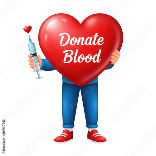 Person holding red heart with blood donation stethoscope