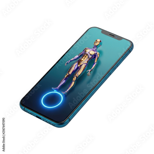 Person running on smartphone screen with fitness app