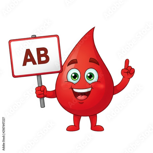 Cartoon blood drop with ab sign
