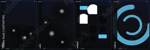 Abstract geometric shapes and circles on dark background