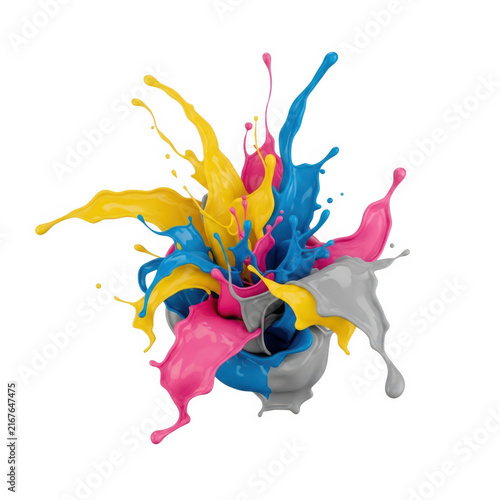 Colorful abstract paint splatter explosion