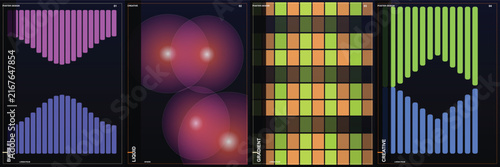 Set of colorful abstract geometric patterns and shapes
