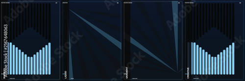 Abstract dark blue geometric graphic design set