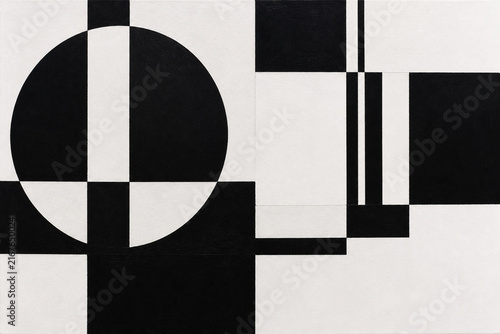 Black and White Geometric Modernist Abstract Painting