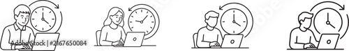 Black and white full time work icon for employment, careers, jobs, office, business, and professional life.