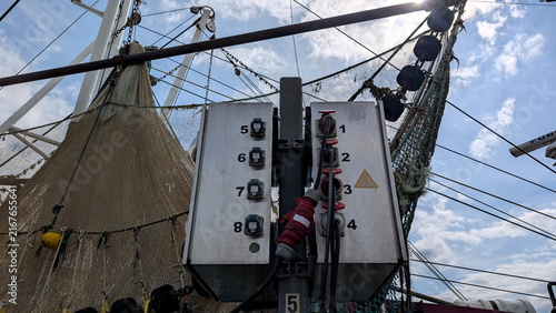 Фотография Electrical power distribution panel on a fishing vessel.