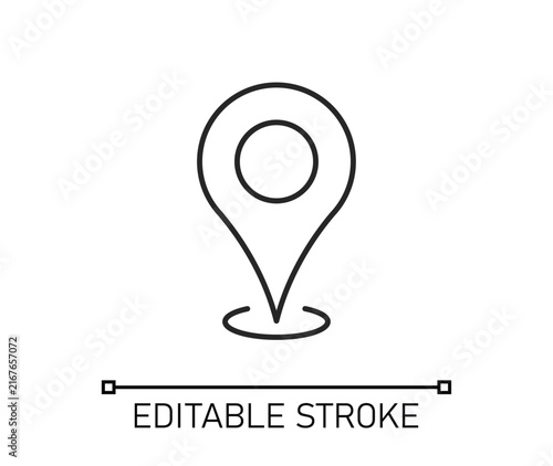 Location pin with circle, linear style icon Editable Icon