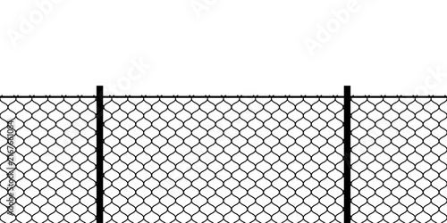 Chain link fence seamless pattern. Steel wire mesh on white background. Chain link mesh.