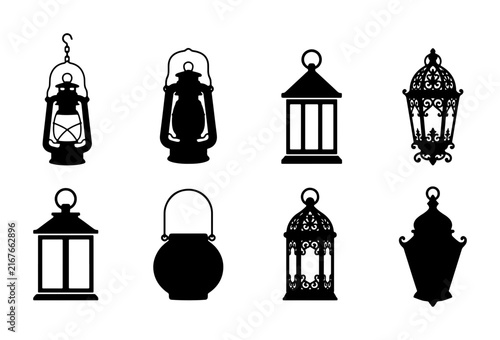 Vintage Lantern Icons, Ornate & Classic Lamp Silhouettes, Ramadan & Festival Lighting Elements