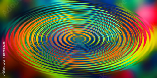 Cuadro en lienzo Vibrant colorful circular ripples expanding outwards with neon hues for digital art use