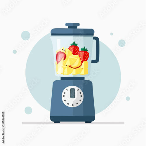 Blender rempli de fruits pour smoothie frais