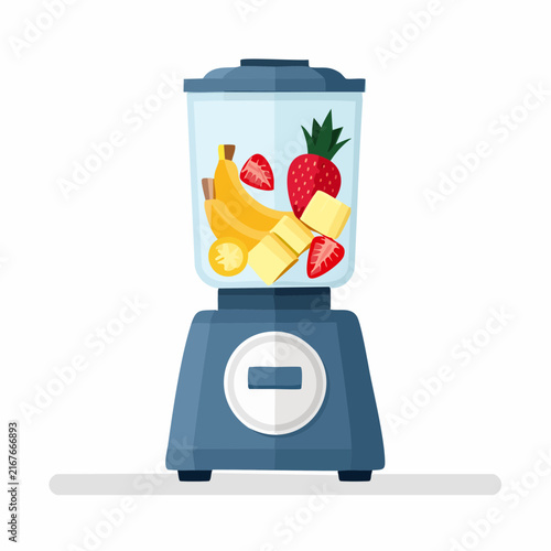 Blender rempli de fruits pour smoothie frais