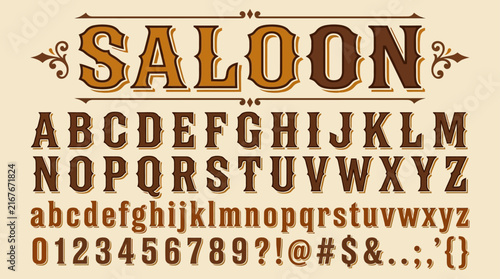 Canvas Print Western Saloon Font Alphabet Numbers and Symbols Vintage Style Typography